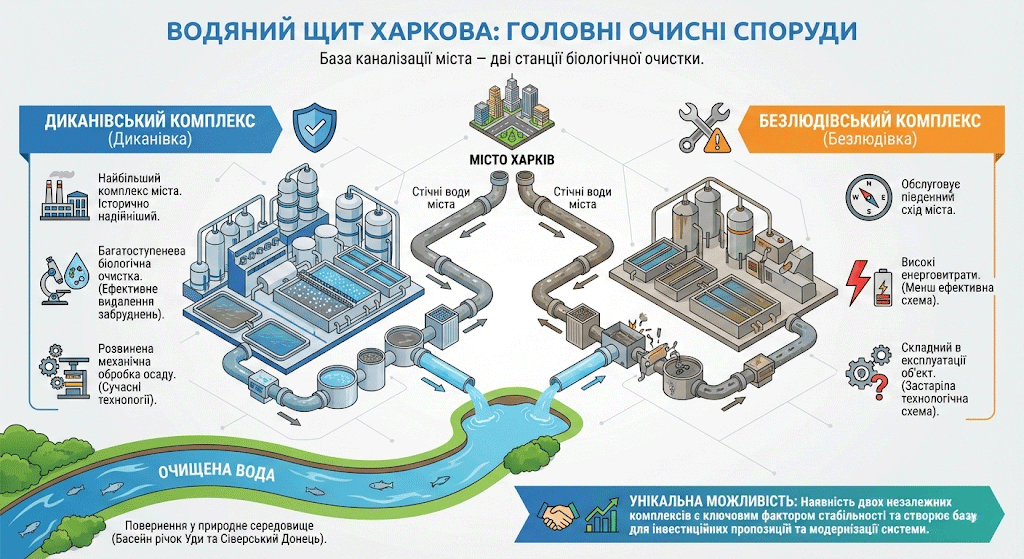 Безлюдівські очисні споруди Харкова, комплекс очищення.