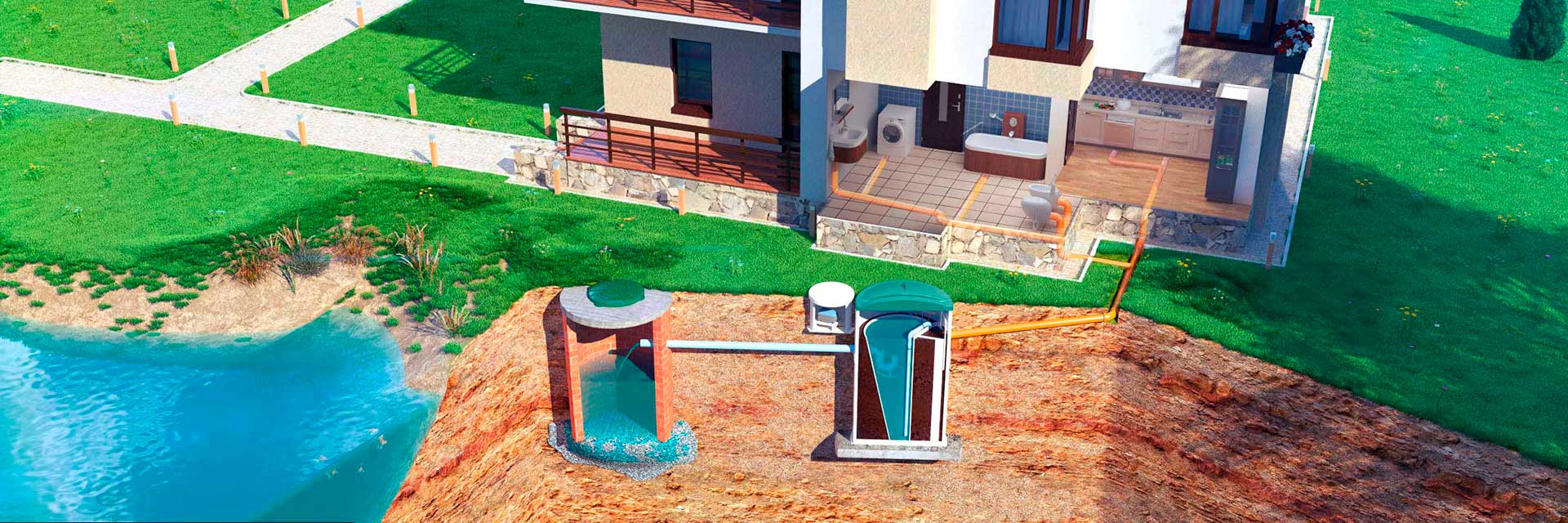 Автономная канализация, септик, очистные сооружения для частного дома AQUATEC