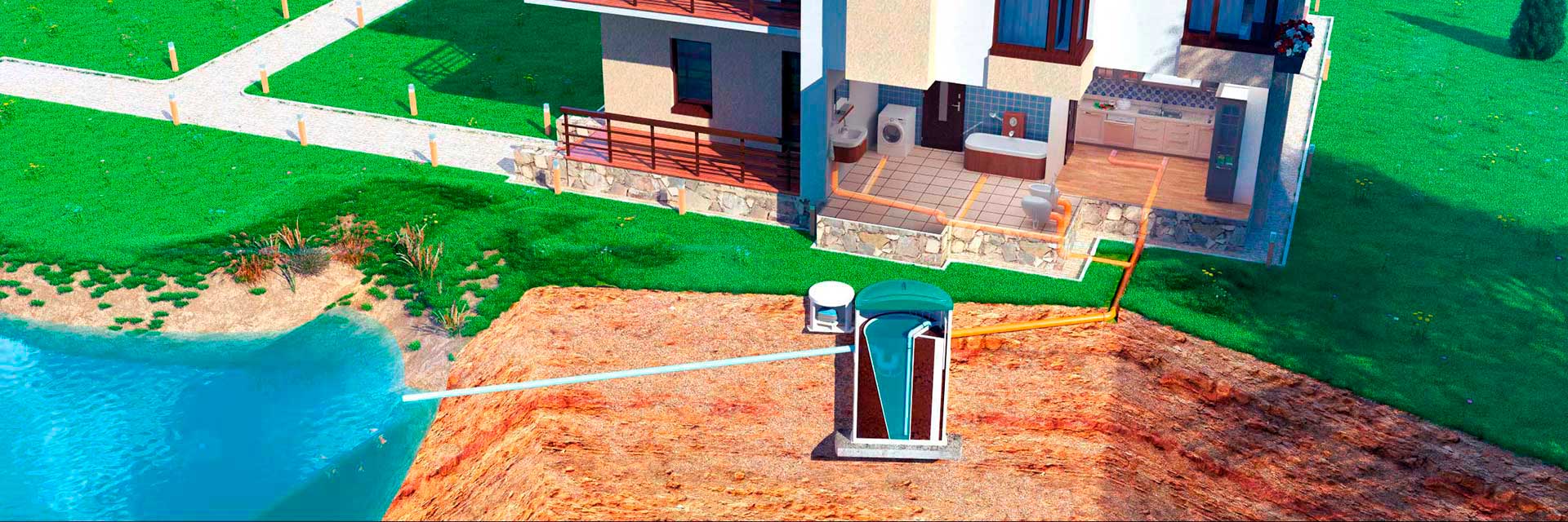 Автономная канализация, септик, очистные сооружения для частного дома AQUATEC